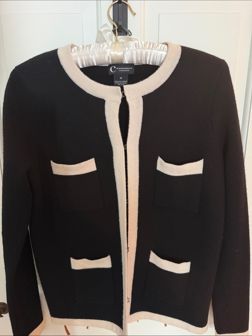 Bloomingdale's Black Jacket with Cream Trim